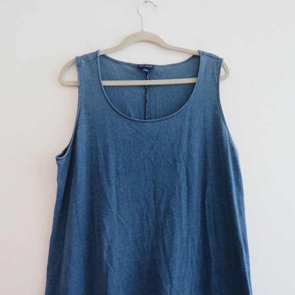 J. JILL Pure Jill Indigo Knit Dipped Hem Midi Dress in Blue Denim Coastal Size L - Picture 4 of 15